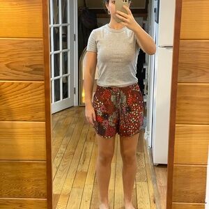 Stylish Red Patterned Women's Shorts